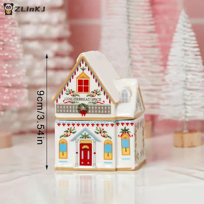 ▶1PCS Holiday Village Spice House Set, Mini Christmas Gingerbread Houses Jars, Kitchen Countertop Festive Decor, New Year Gifts Zpaxo