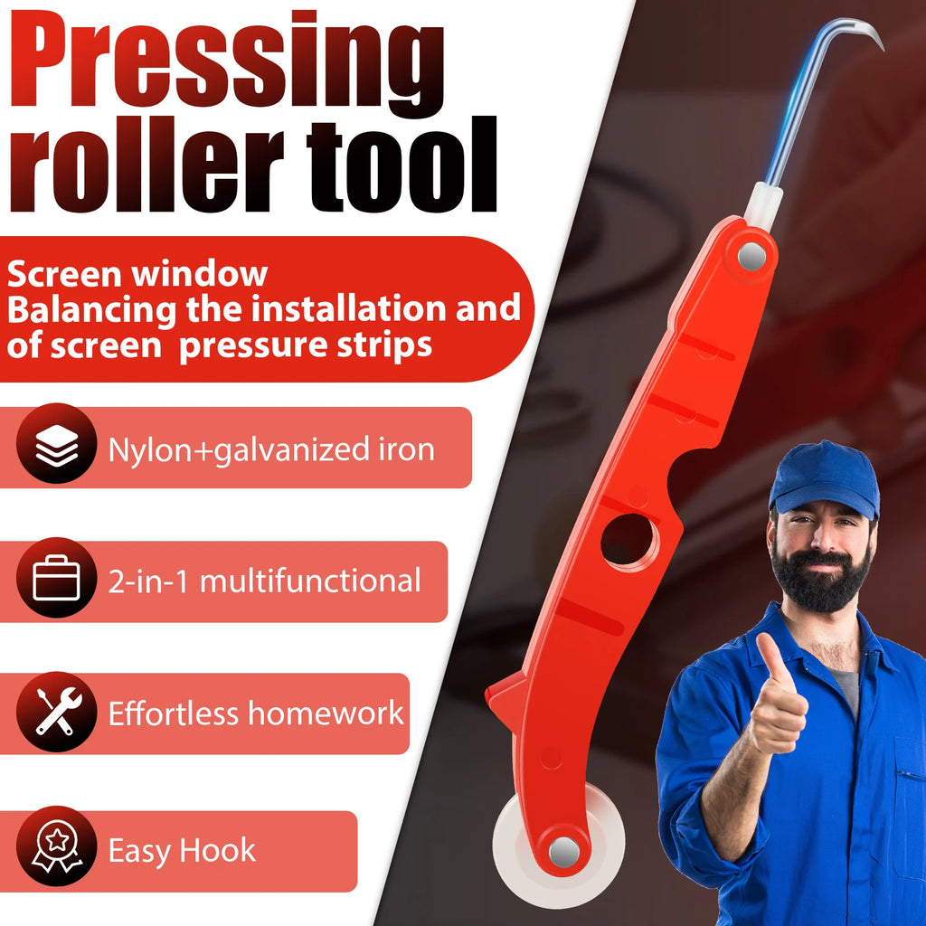Screen Spline Roller Tool 2 in 1 Window Screen Repair Tool Screen Installation Removal Tool with Hook for Door Window Mesh Zpaxo