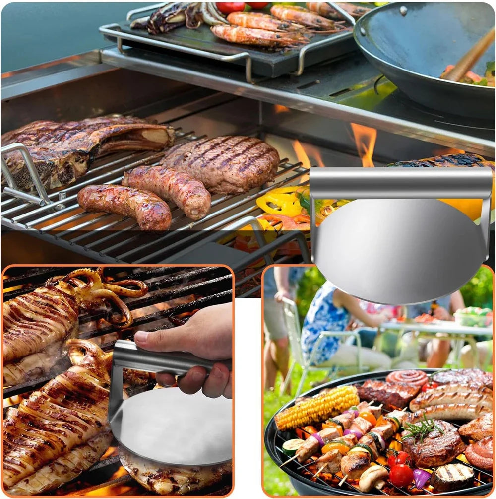 Stainless Steel Smash Burger Press Hamburger Patties Meat Masher Circular Meat Press Mold for Deli Meats Kitchen Accessories Zpaxo