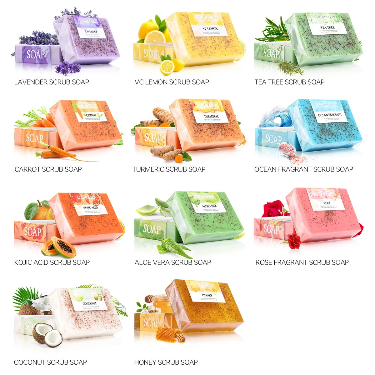 Kojic Acid Turmeric Vitamin C Exfoliating Scrub Soap 100g Exfoliating Scrub Soap Zpaxo