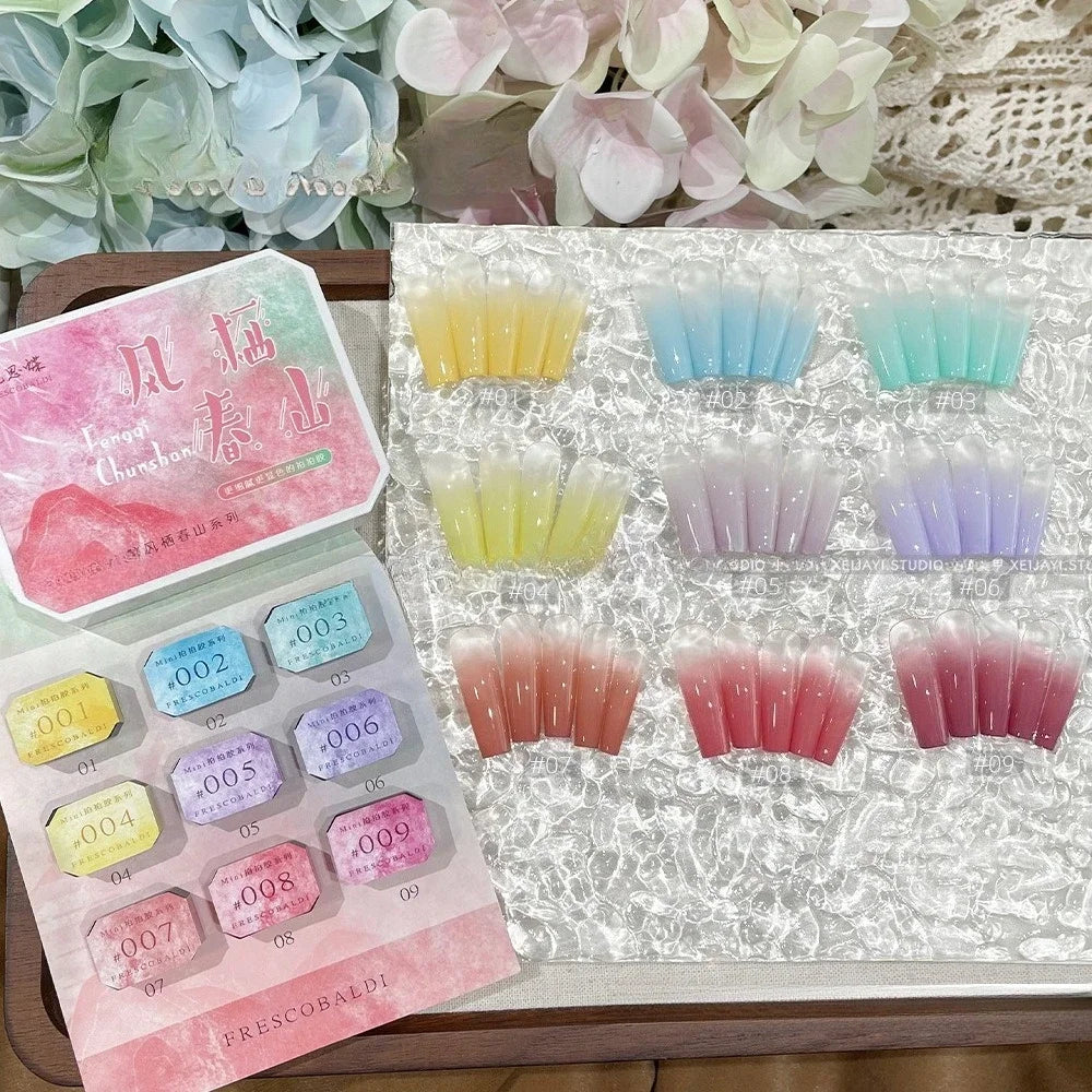 9-Color Chinese Style Gel Nail Glitter & Eye Shadow Palette Gel Nail Glitter Palette Zpaxo 9colors-set4