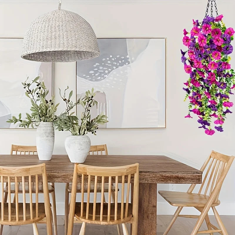Resistant Artificial Outdoor Plants Precisetrue Hanging Flowers Home Garden Decoration 29 in Silk Petunia Fake Plant For Yard Zpaxo