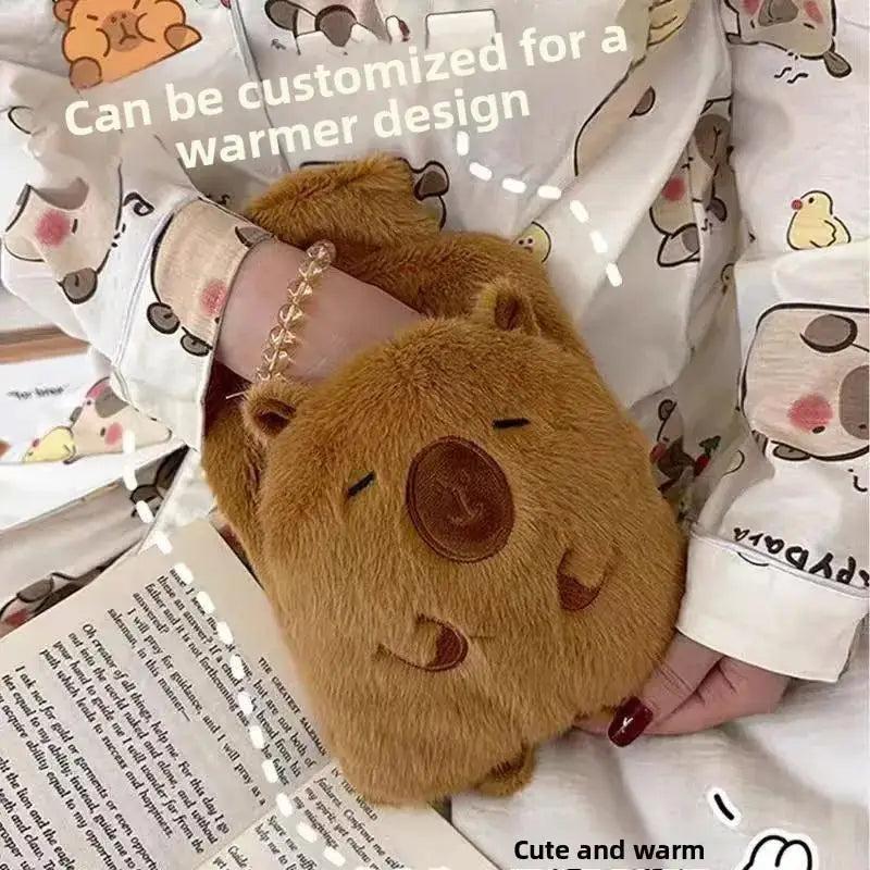 Capybara Hot Water Bottle 1000ml – Plush Hand Warmer Winter Gift Hot Water Bottle Zpaxo Default Title
