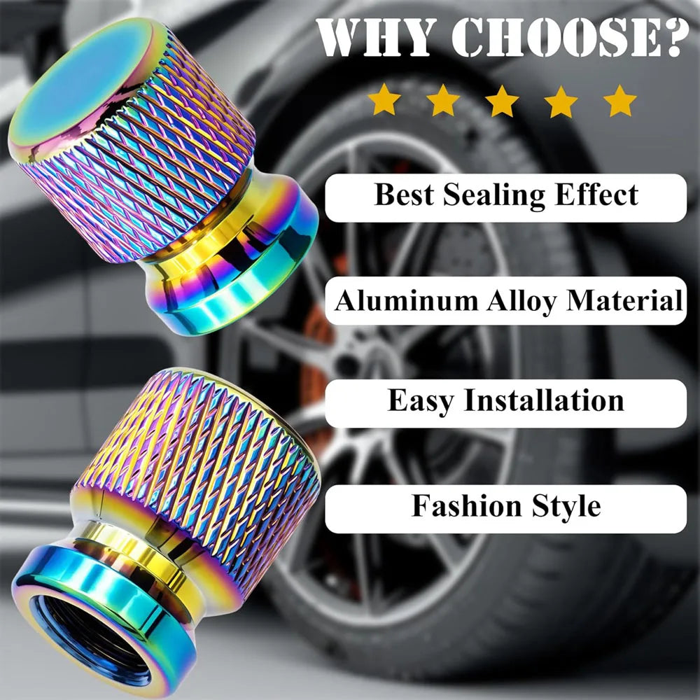 Anodized Aluminum Tire Valve Stem Caps – Universal Car & Bike