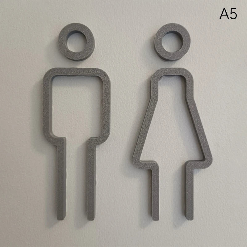 3D Printed Bathroom Door Sign Male Female Restrooms Symbol Decor Zpaxo A5