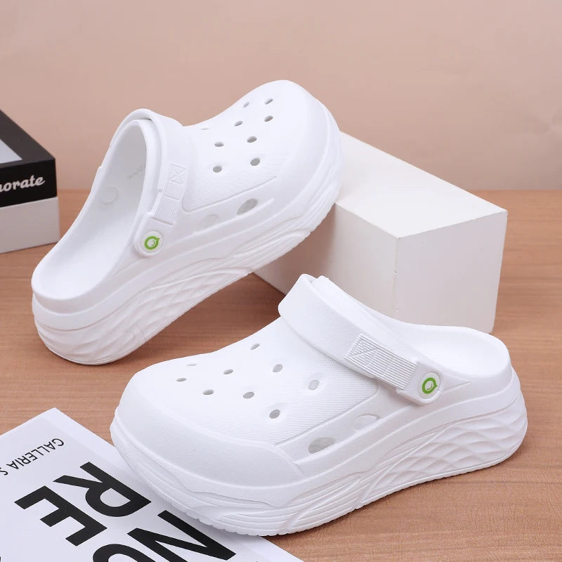 Women's Soft EVA Summer Slippers Round Toe Flat Home Slides Dry Zpaxo WHITE 35-36
