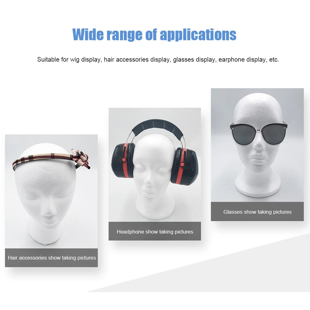 Foam Mannequin Head Model Hat Cap Wig Glasses Display Stand Rack Stable Base Shopping Mall Closet Holder Photography Prop Zpaxo