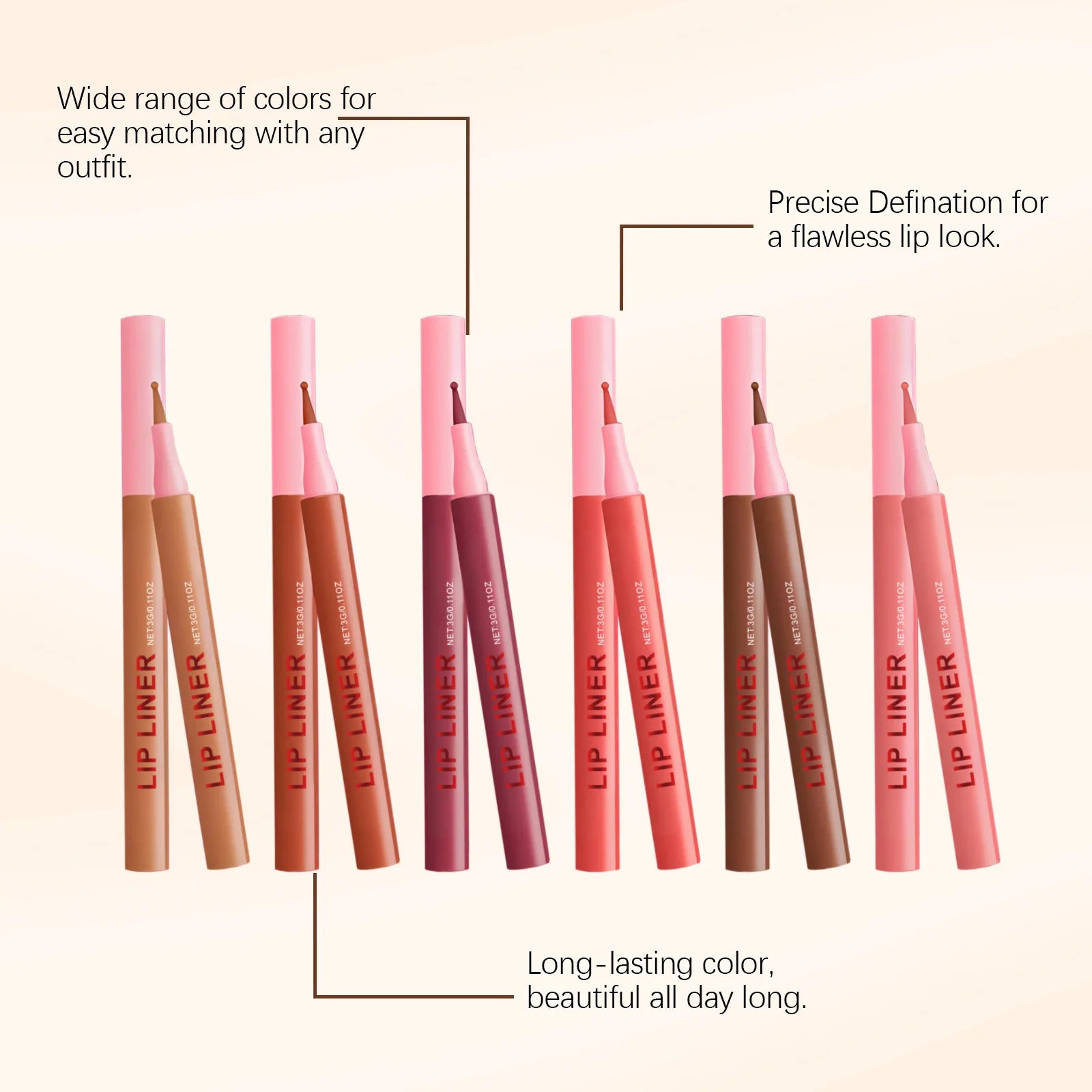 Waterproof Multi-Color Lip Liner Pencil – Moisturizing & Long-Lasting Lip Liner Pencil Zpaxo