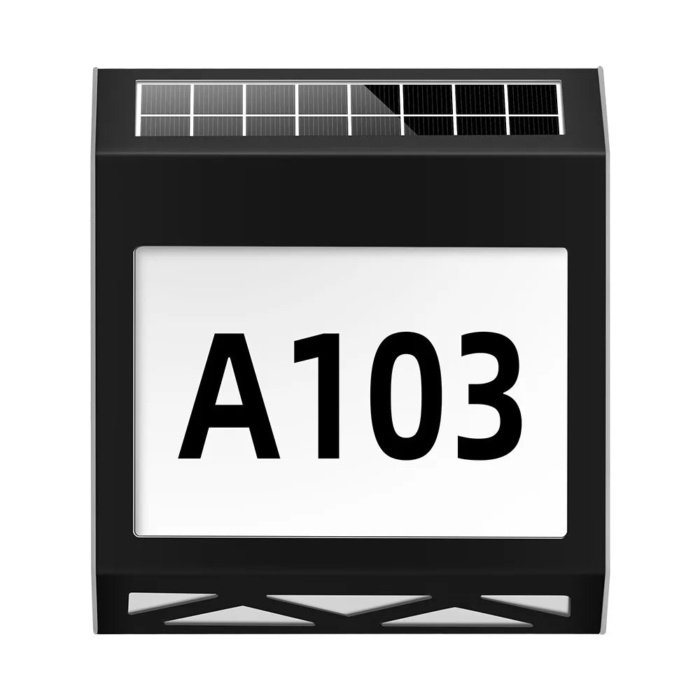Solar Powered Door Sign Light Road Digital Stainless Steel House Zpaxo Black-White