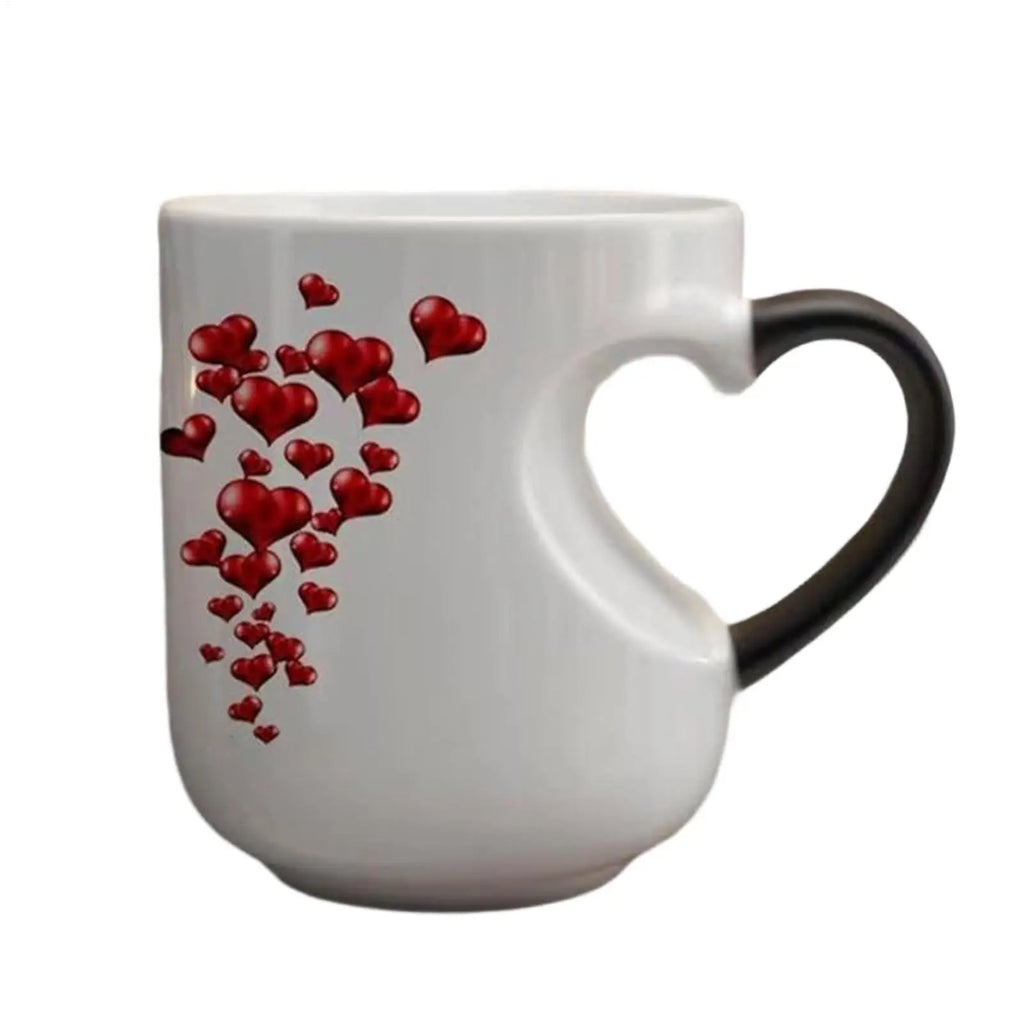 Creative Ceramic Changing Mug Heart-shaped Thermochromic Reveal