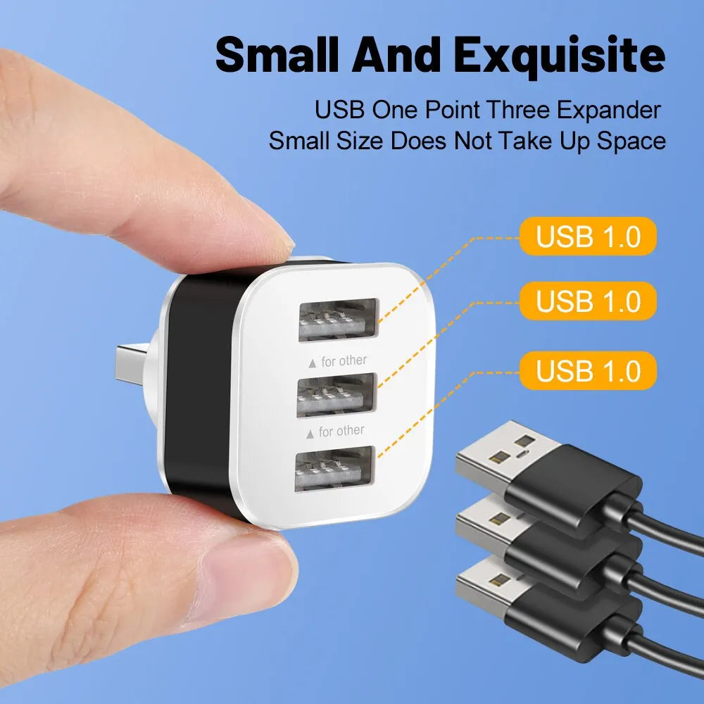 3 Port USB Slots Adaptor Multple USB Interface Extender USB HUB Quick Charger For Phone Tablet Laptops Car Electronics Accessory Zpaxo