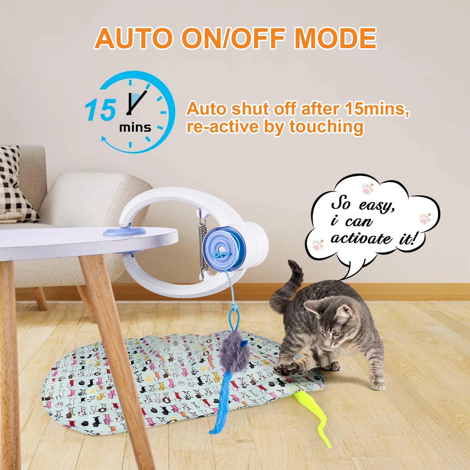 Door Hanging Auto-Rebound Cat Toy Retractable Kitten Teaser with 3 Catnip Mice Interactive Pet Play Toy for Indoor Playing Exer Zpaxo