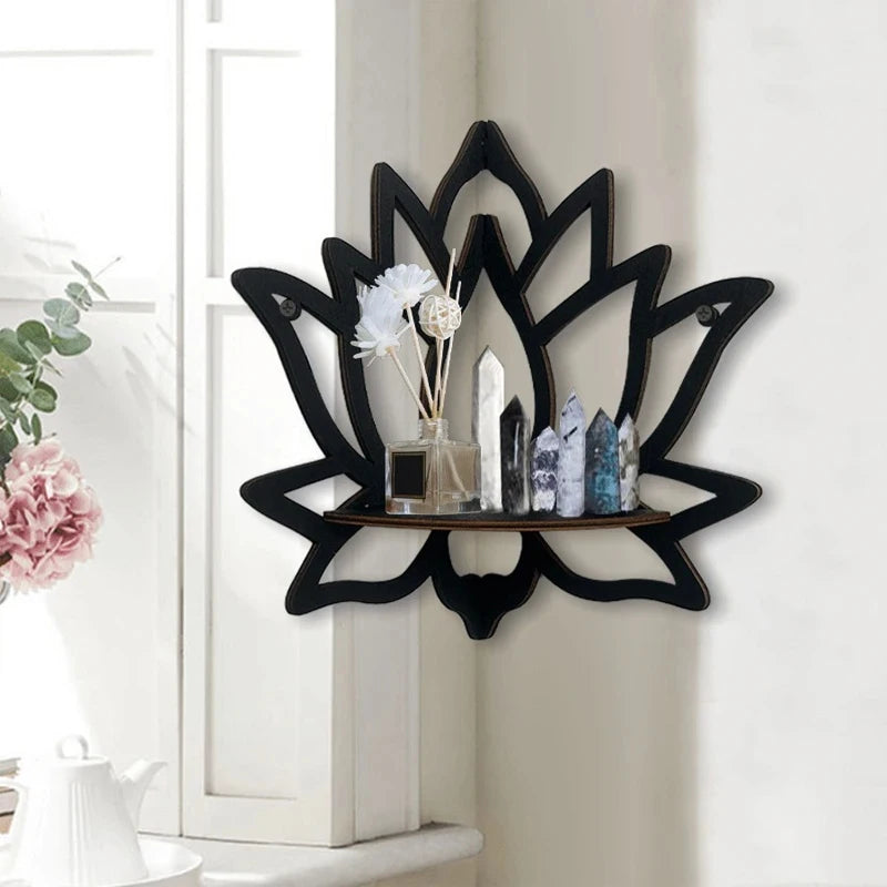 Wooden Lotus-shaped Hollow Decorative Stand Aromatherapy Organizer