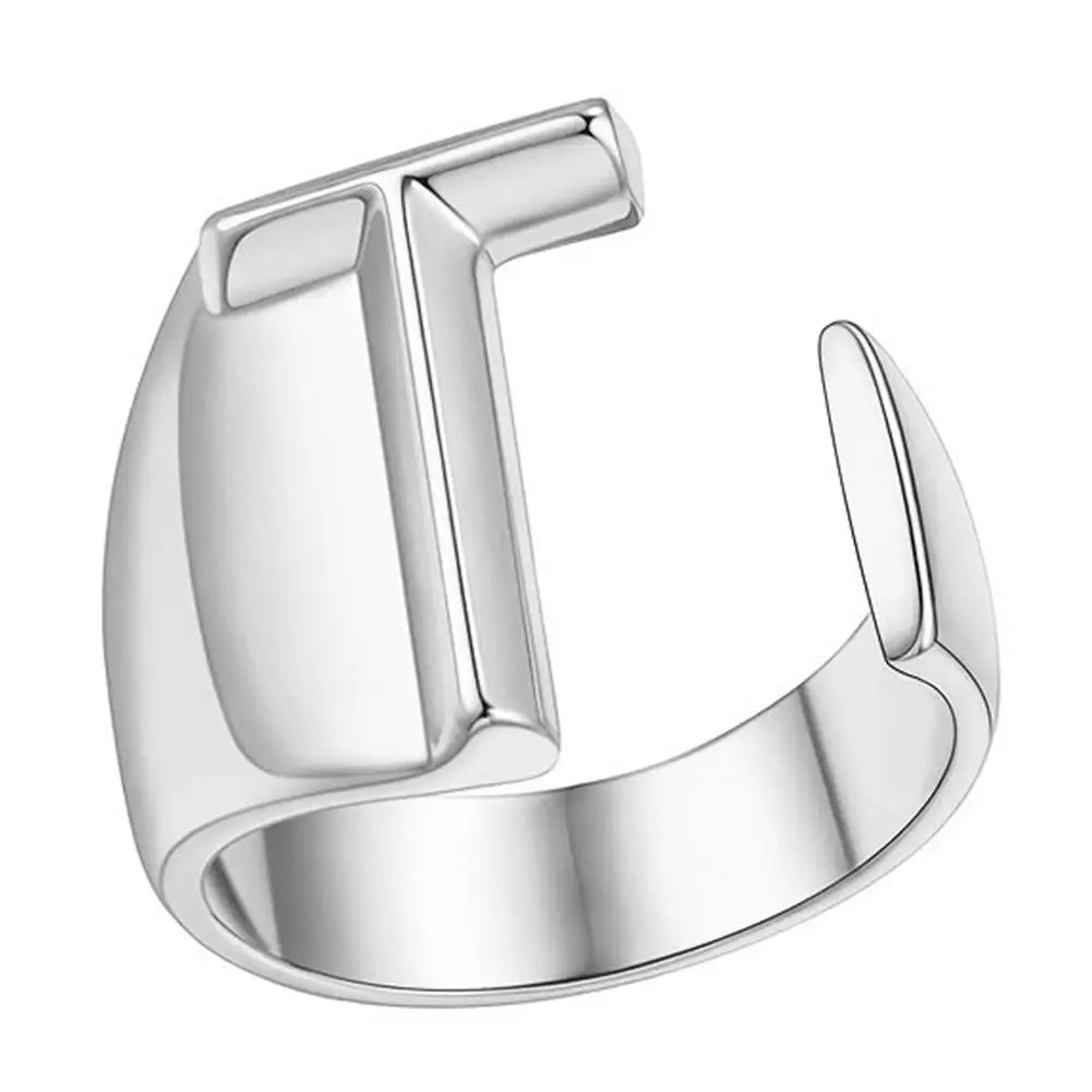 1PC High-end Fashion Hollow A-Z Letter Adjustable Opening Ring Alphabet Party Rings Jewelry Gift For Women Кольца JR21003 Zpaxo T