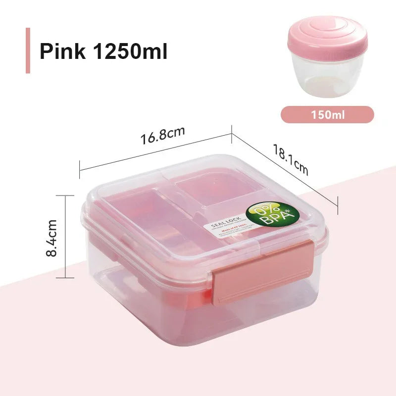 Portable Handle design Double layer Lunch box Compartment Bento Boxes Students Toddler Bento Containers Outdoor Salad Picnic box Zpaxo Medium Pink