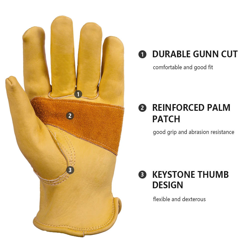 Cowhide Welding Working Safety Protection Gloves HeatInsulation Anti-cut Fire Retardant Woodstove Fireplace Barbecue Baking Zpaxo