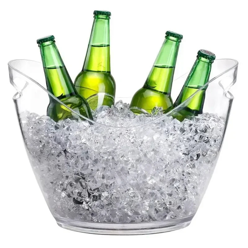 New 4L/8L Clear Plastic Ice Cube Storage Bucket or Champagne Bottles Ice Cooler Bar Decor for Home Kitchen Bar Cafe Use Zpaxo 8L