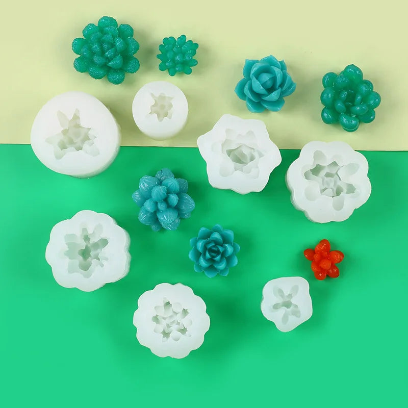 Succulents Candle Silicone Mold 3D Cactus Succulent Plants Soap Aroma Plaster Cement Craft Ornament Making Mold Home Decor Zpaxo