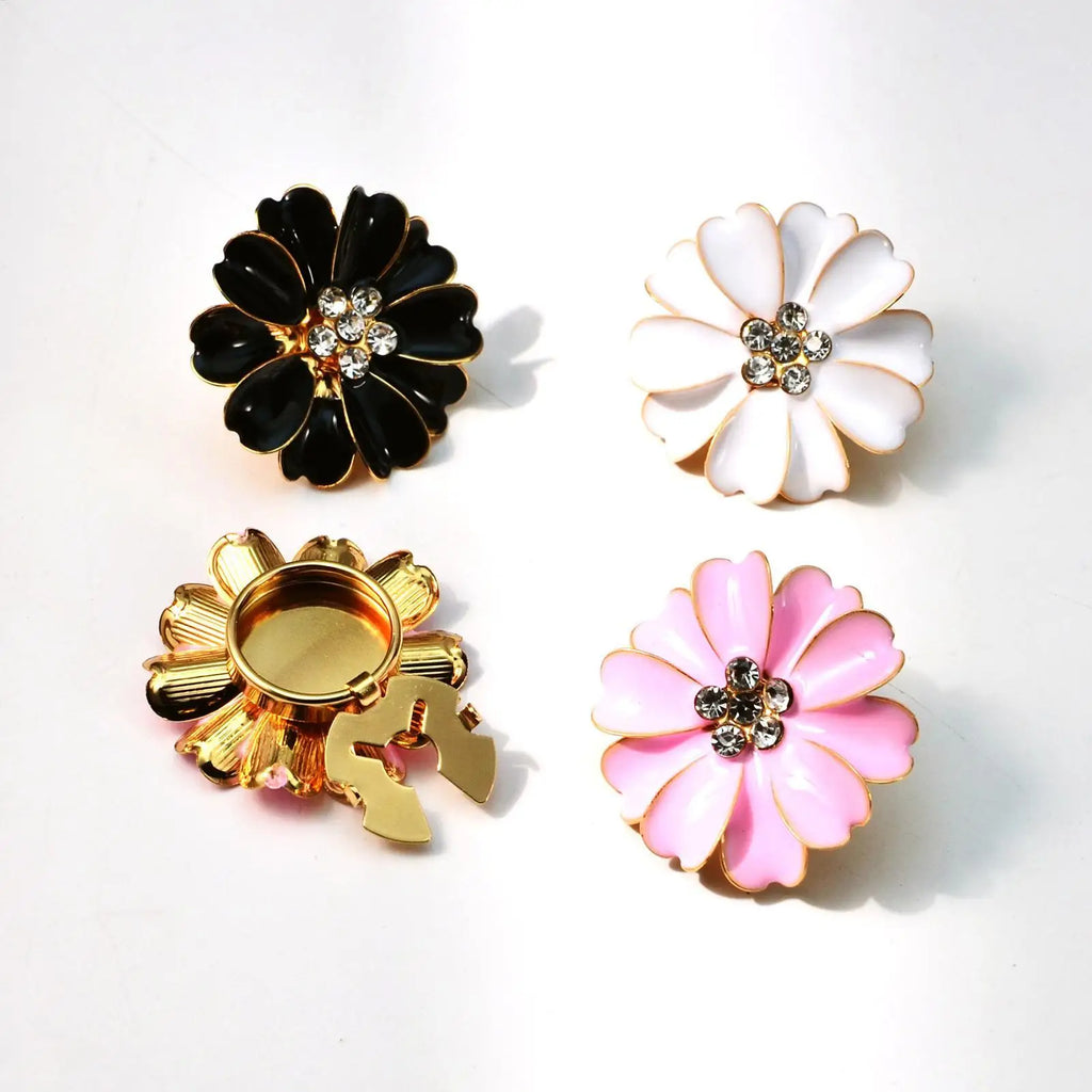 Rhinestone Flower Button Covers Decoration Jeans Dress Shirt Clothing