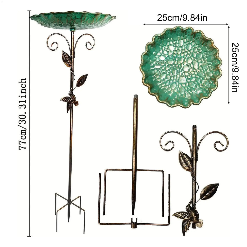 Birdbaths for Outdoors Lawn Birdfeeder Standing Metal Bird Feeder Bowl Height Adjustable Winterproof Decorations for Yard Patio Zpaxo