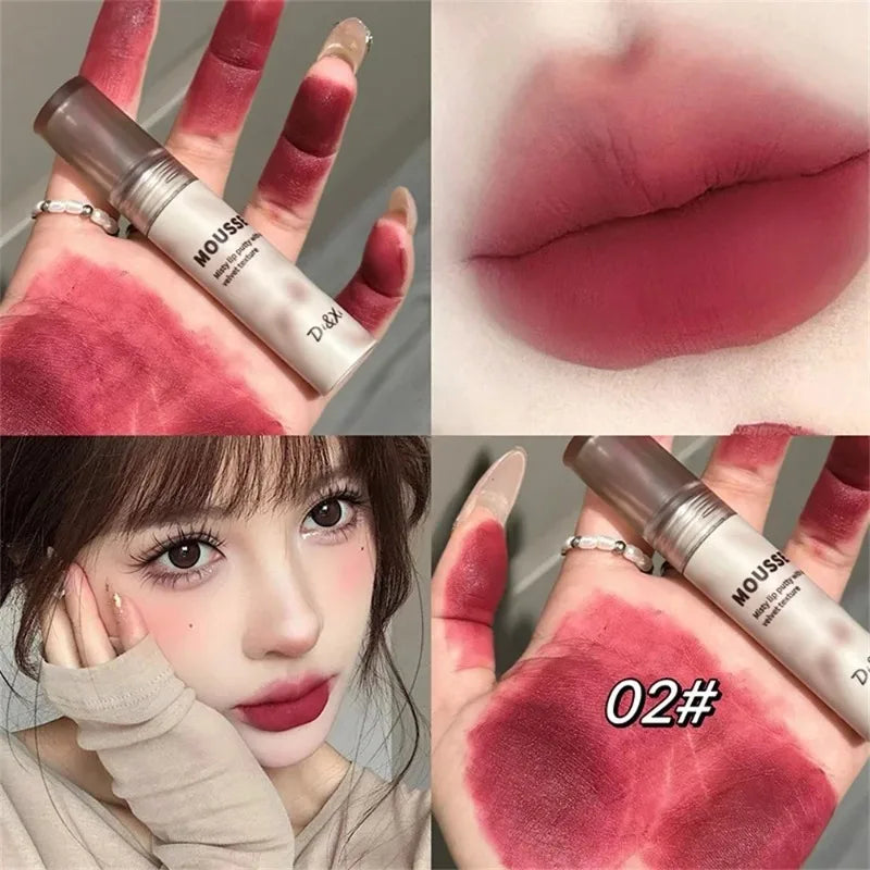 Gothic Black Matte Lipstick Waterproof Mousse Lip Mud Dark Brown Lipstick Nude Red Punk Silky Gloss Non-stick Lip Tint Makeup Zpaxo 02