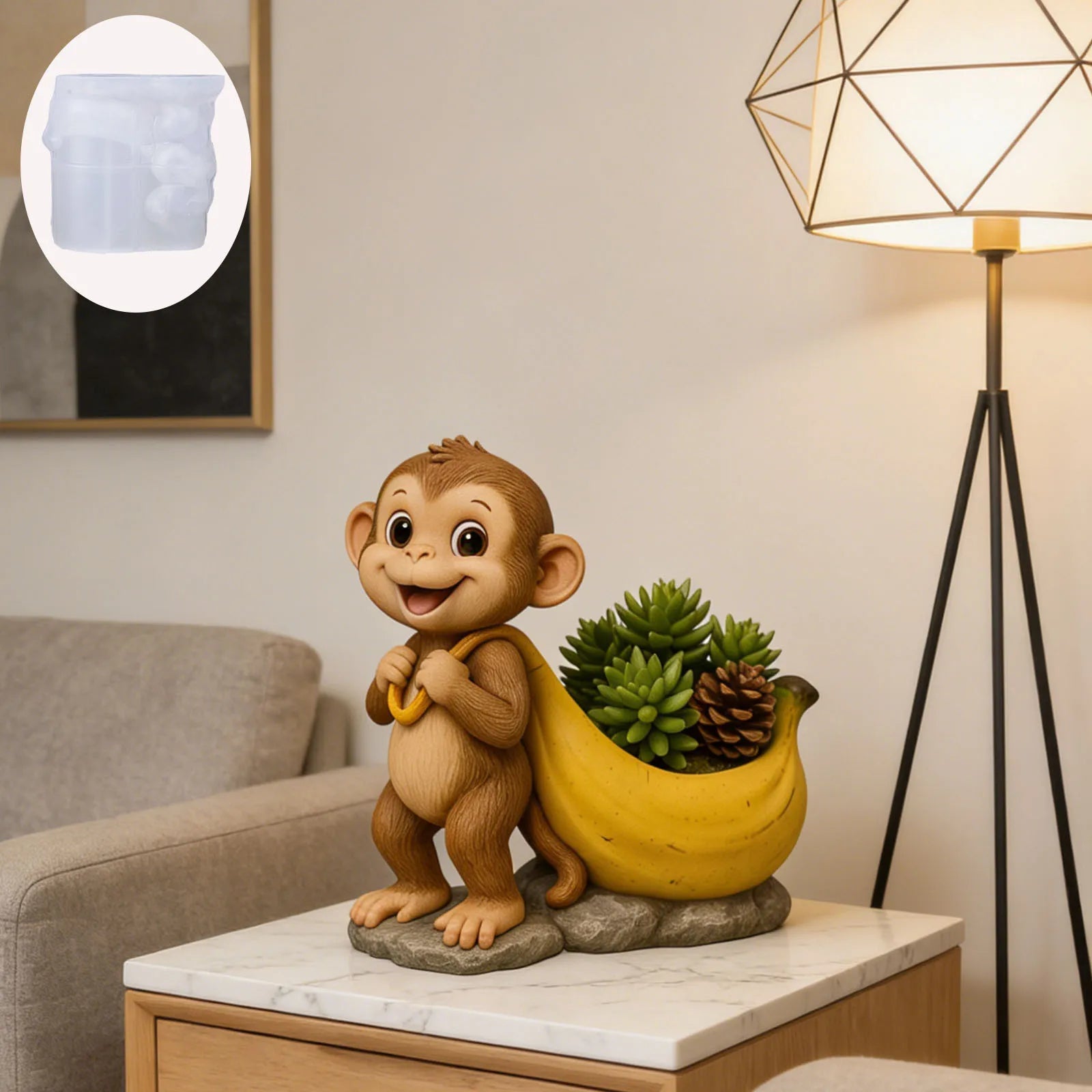 Monkey Flower Pot Silicone Mold – DIY Candle & Epoxy Casting