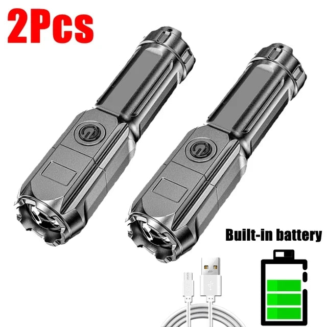 KDULIT USB Rechargeable Zoomable LED Flashlight – 3 Modes