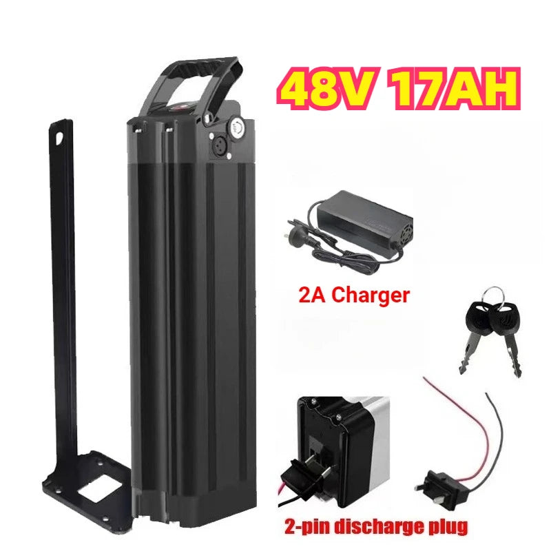 New Upgrade 48V 36V Folding Bike Battery 20Ah 17Ah 15Ah Built-in Bms for Silverfish 250W-1000W Bafang Motor Kit with 2A Charger Zpaxo 48V 17AH