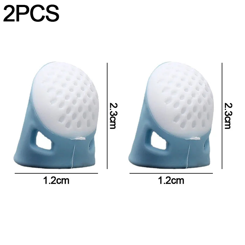 Silicone Thimbles Finger Tips Protector Anti-Slip Finger Covers Hand Cross-stitch Sewing DIY Tools Household Sewing Accessories Zpaxo 2PCS-Blue