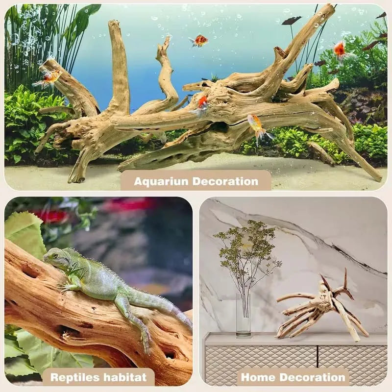 4pcs Random Shaped Aquarium Driftwood Reptile Habitat Decoration, Varying Sizes, Suitable For Aquariums And Breeding Boxes Zpaxo