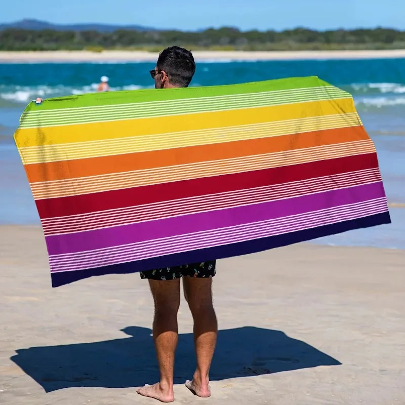 Extra Large Rainbow Stripe Beach Towel Soft Microfiber Quick-dry Wrap