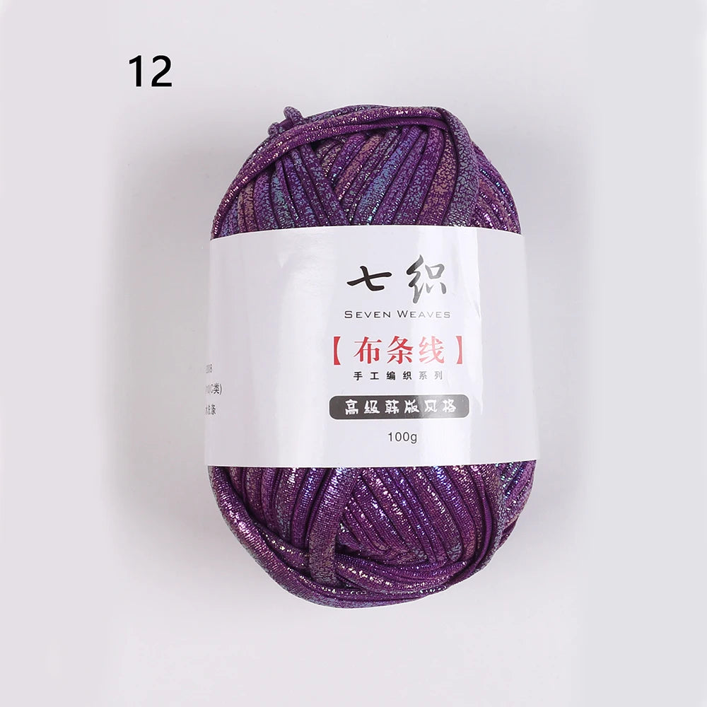 100g/Roll Metallic Crochet Yarn Imitation Leather Shiny Crochet Yarn Fabric Yarn for Knitting T-Shirt Bag Craft Zpaxo Dark purple