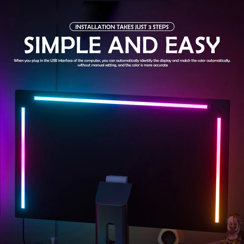 RGB Gaming Sync Light Strip Computer Monitor Light LED Backlight Color Music Sync DIY Display APP Control Atmosphere Decor Lamp Zpaxo