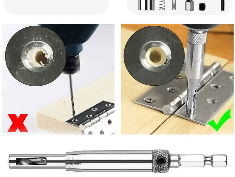 HSS Self Centering Hinge Drill Bit Positioning Hole Punching Set Door Window Cabinet Woodworking Hole Puncher Drill Bits Set Zpaxo
