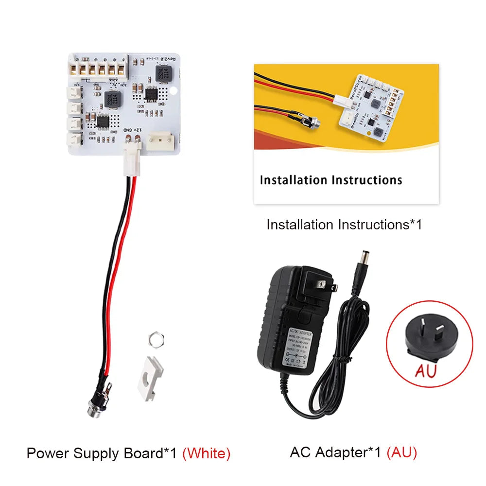 12V AC 100-240V Replacement Power Supply Board & AC Adapter for DreamPSU Rev2.0 With US/UK/EU/AU Plug for SEGA Dreamcast Console Zpaxo White with AU Plug