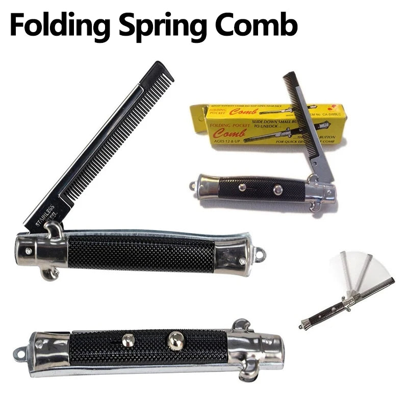 Handmade Folding Spring Comb Pocket Clip for Men Women Hair Moustache Beard Styling Tool for Barbershop Zpaxo