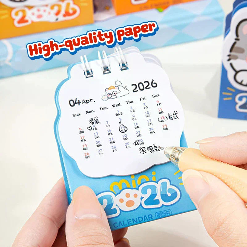 4PCS Mini 2026 Calendar Portable Cute Cat Office School Supplies Calendar Desk Calendar Monthly Planner Desk Decor Record Gifts Zpaxo