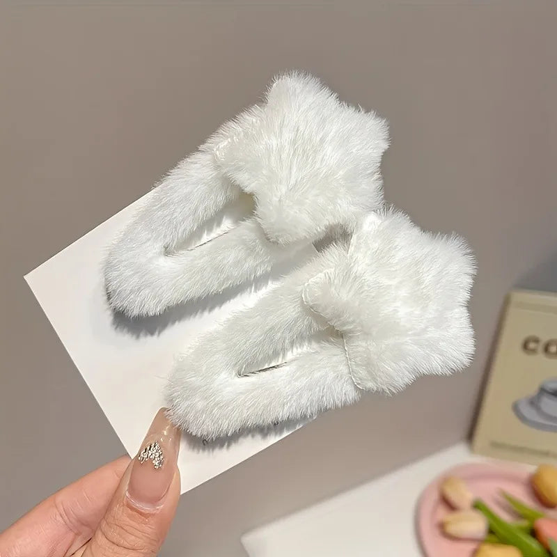 Plush Star Hair Clips Women Blocking Bangs Soft Accessories Girls