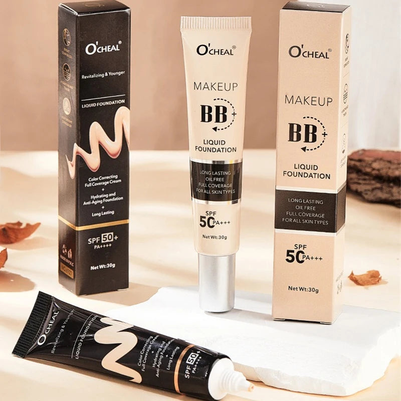 BB Cream Full Cover Face Base Liquid Foundation Makeup Waterproof Long Lasting Facial Concealer Whitening Cream Korean Make Up Zpaxo