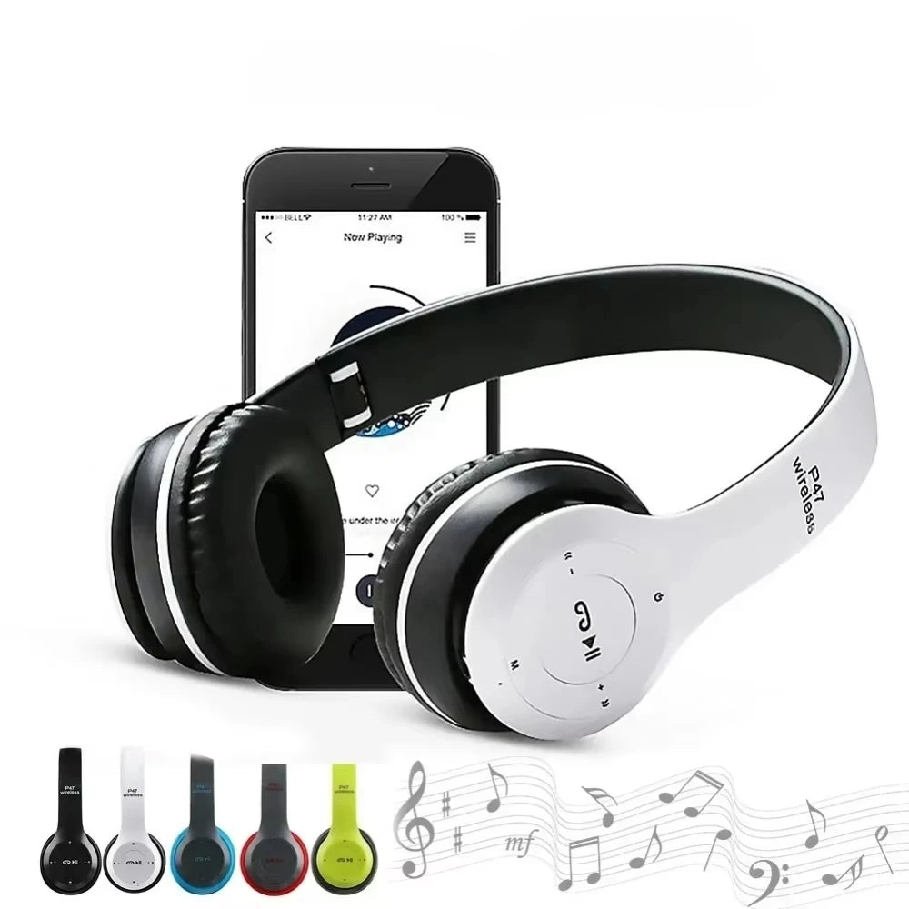 P47 Wireless Bluetooth Headphone With Microphone Foldable Headsets Bass HiFi Sound Music Stereo Earphone For Smartphones TV Game Zpaxo