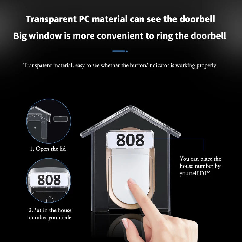 Doorbell Rain Cover Smart Home Wireless Bell Waterproof Chime Button Zpaxo