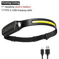 KDULIT COB LED Headlamp – Wave Sensor, USB-C, IPX4 Waterproof