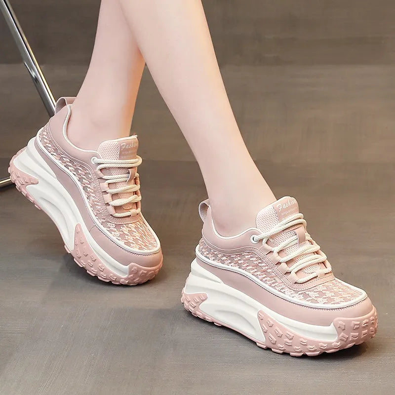 2023 Air Mesh Fashion Leather Comfy Breathable Shoes Chunky Sneaker Zpaxo