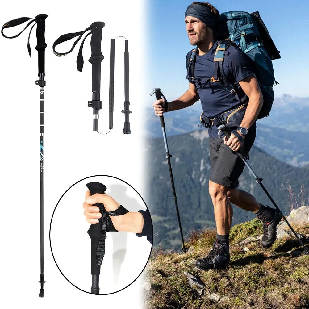 Ultralight Full Carbon Fiber Trekking Poles 4 Section Folding Telescopic Hiking Sticks Portable Nordic Mountain Climbing Cane Zpaxo