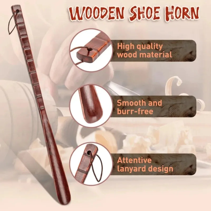 54cm Long Handle Wooden Shoe Horn – Easy Shoe Lifter for Seniors Long Handle Shoe Horn Zpaxo