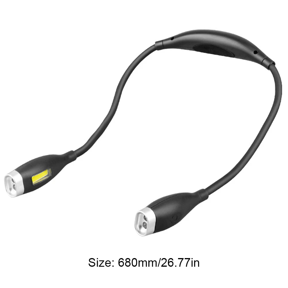 LED Neck Reading Light Bendable Arms Night Flexible Flashlight