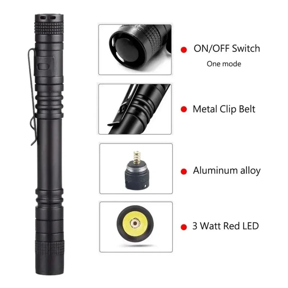 POCKETMAN Red LED Pen Flashlight – Astronomy & Night Torch