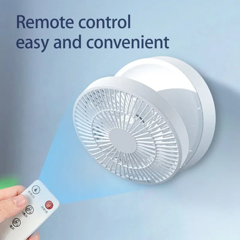 Fan With Remote Control Portable Wall-Hanging Rechargeable Usb Electric Folding Fan Nightlight Air Cooler Household Zpaxo
