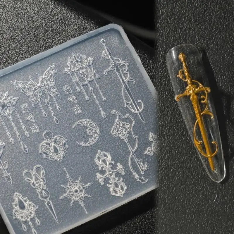 3D Silicone Mold Nail Art Design Relief Bow Strawberry Baroque Zpaxo A7