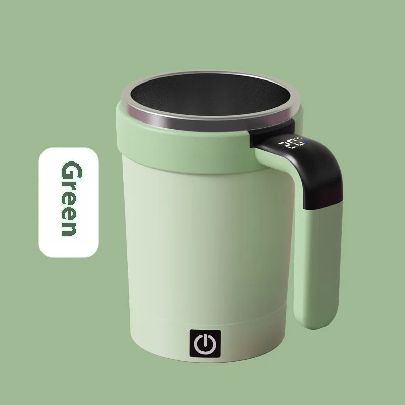 New smart temperature-measuring magnetic automatic stirring cup, electric portable coffee cup, milkshake cup, sports and fitness Zpaxo Green 380ml
